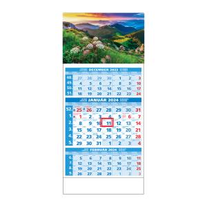 Plánovací kalendár ŠTANDARD 3M modrý 2024 , Vzor B