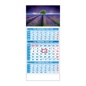 Plánovací kalendár ŠTANDARD 3M modrý 2024 , vzor C