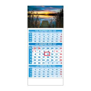 Plánovací kalendár ŠTANDARD 3M modrý 2024 , Vzor H