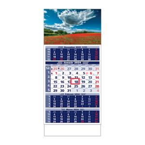 Plánovací kalendár ŠTANDARD 4M modrý 2024, Vzor F