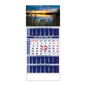 Plánovací kalendár ŠTANDARD 4M modrý 2024, Vzor H