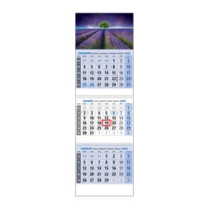 Plánovací kalendár  KLASIK 3M modrý 2024, vzor C