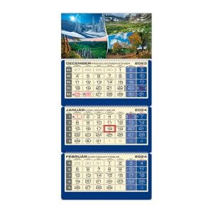 Plánovací kalendár LUXUS 3M modrý 2024, Vzor I