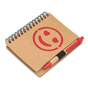 Súprava zápisníka a pera Smile, Červená