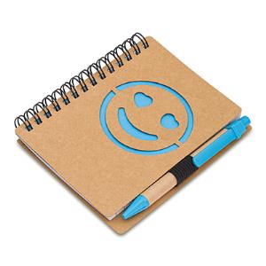 Súprava zápisníka a pera Smile, svetlomodrá