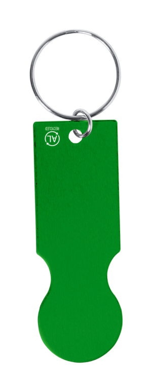 Prívesok na kľúče so žetónom do košíka Talgun, zelená