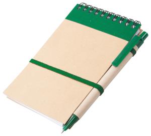 Zápisník s perom Ecocard, zelená