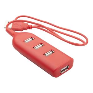 Plastový USB hub Ohm, Červená