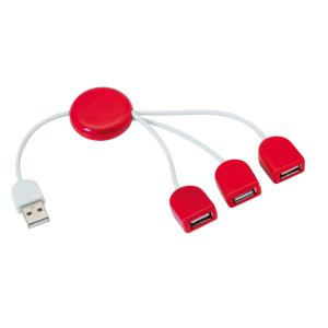 Plastový USB hub POD, Červená