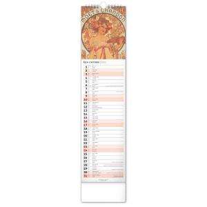 Nástenný kalendár Alfons Mucha CZ/SK 2021, 12x48 cm (6)