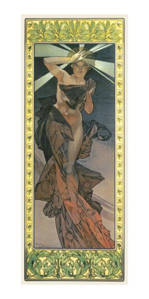 Pohľadnica Alfons Mucha – Morning Star, dlhá