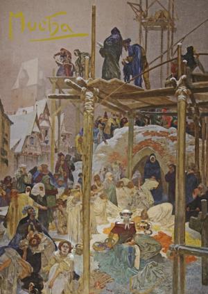 Pohľadnica Alfons Mucha Slovanská epopeja –  Jan Milíč z Kroměříže, krátka