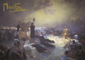 Pohľadnica Alfons Mucha Slovanská epopeja – Po bitke na Vítkově, krátka
