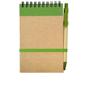 ECO RIBBON zápisník s čistými stranami 90x140 / 140 stran s propiskou, zelená (2)