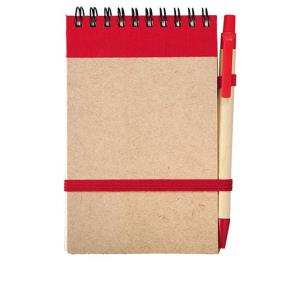 Zápisník s čistými stranami 90x140 / 140 stran s propiskou Eco Ribbon, Červená (2)