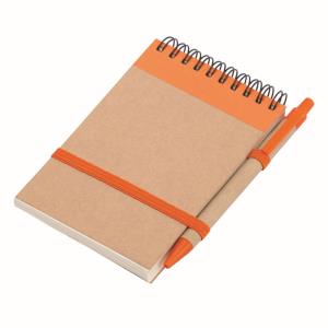 ECO RIBBON zápisník s čistými stranami 90x140 / 140 stran s propiskou, oranžová