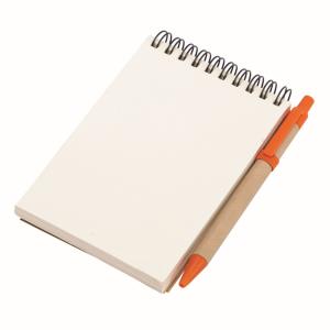Zápisník s čistými stranami 90x140 / 140 stran s propiskou Eco Ribbon, oranžová (2)