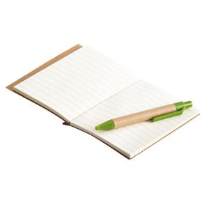 ECO LA LINEA zápisník s čistými stranami a s perom, zelená (2)