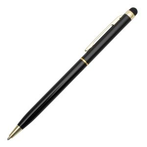 Hliníkové guľôčkové pero Touch Tip Gold, čierna