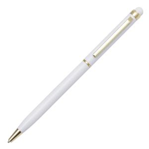 Hliníkové guľôčkové pero Touch Tip Gold, Biela