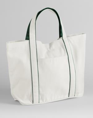 Plátená taška Courtside Medium, 083 Soft White/Bottle Green