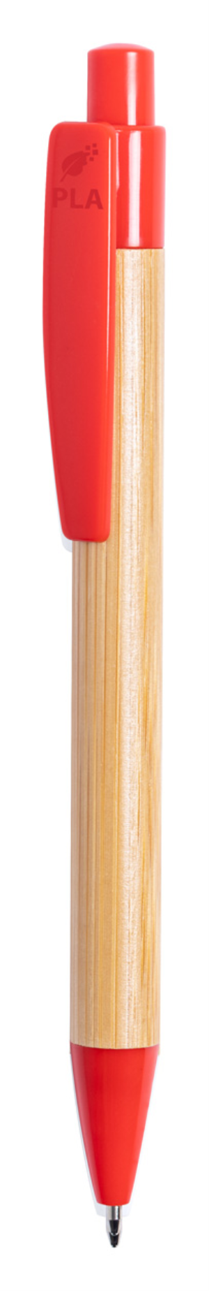 Bambusové guľočkové pero Heloix, červená