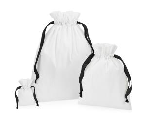 Bavlnená darčeková taška so sťahovacou stuhou, 073 Soft White/Black