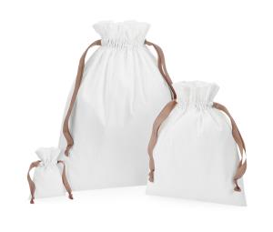 Bavlnená darčeková taška so sťahovacou stuhou, 079 Soft White/Rose Gold
