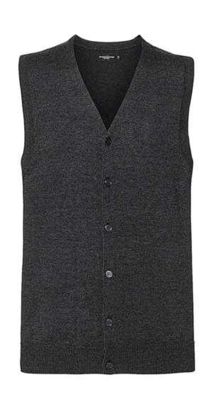 Pánska pletená vesta s V-výstrihom, 116 Charcoal Marl