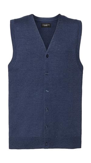 Pánska pletená vesta s V-výstrihom, 317 Denim Marl