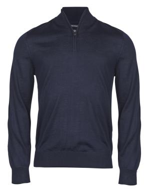Pánsky sveter s polovičným zipsom, 200 Navy