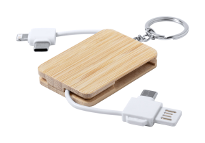 prívesok na kľúče s USB nabíjacím káblom Rusell, Biela