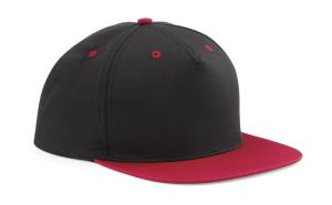 5-panelová šiltovka s rovným šiltom Bak, 154 Black/Classic Red