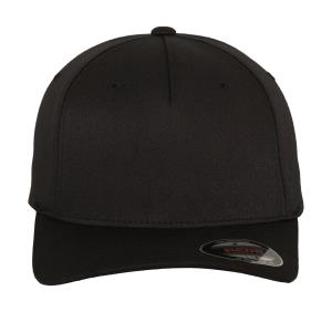 5 panelová šiltovka so zahnutým šiltom Fitted Baseball, 101 Black