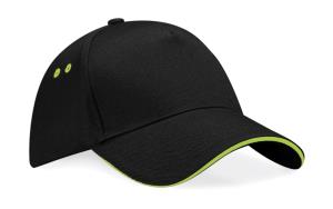 Šiltovka Ultimate 5 Panel so šiltom  Sandwich, 157 Black/Lime Green