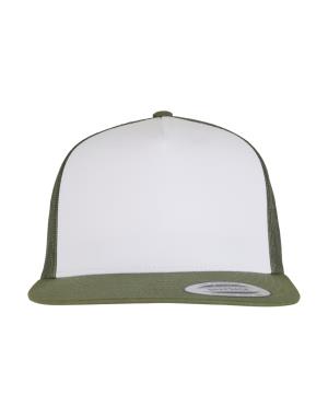 5 panelová šiltovka s rovným šiltom Trucker, 581 Olive/White/Loden