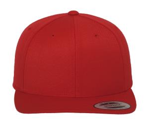 6 panelová šiltovka s rovným šiltom Classic, 464 Red/Red