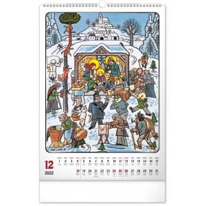 Nástenný kalendár Josef Lada – Rok na vsi CZ 2022, 33 × 46 cm (4)