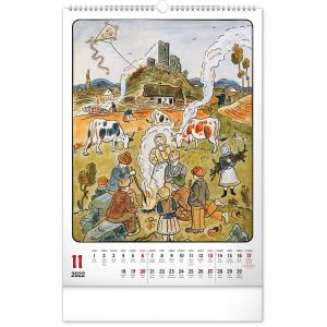 Nástenný kalendár Josef Lada – Rok na vsi CZ 2022, 33 × 46 cm (5)