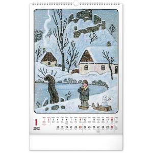 Nástenný kalendár Josef Lada – Rok na vsi CZ 2022, 33 × 46 cm (15)