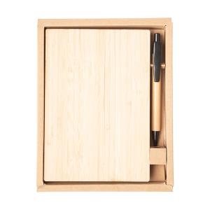 Súprava zápisníka a guľôčkového pera z bambusu Lorca, hnedá (6)