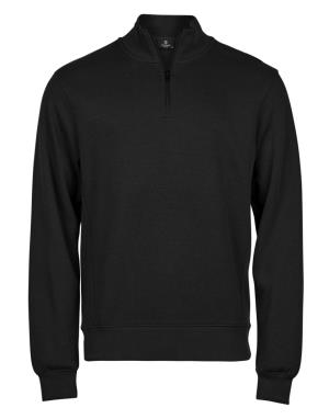 Pánska mikina bez kapucne Ribbed Interlock Half Zip, 101 Black