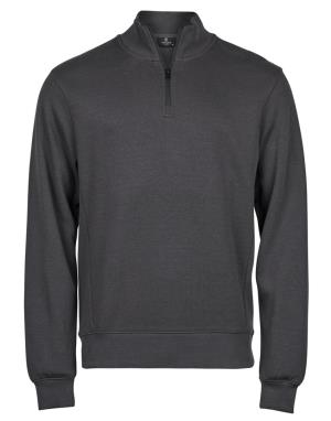 Pánska mikina bez kapucne Ribbed Interlock Half Zip, 128 Dark Grey