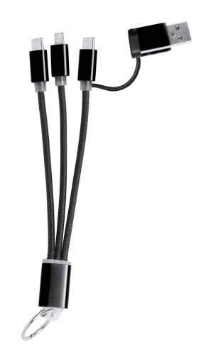 USB nabíjací kábel s príveskom na kľúče Frecles, čierna