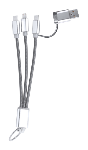 USB nabíjací kábel s príveskom na kľúče Frecles, šedá