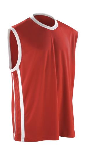 Basketbalový pánsky rýchloschnúci top, 450 Red/White